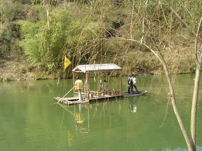 rafting by bamboo on Yulong river,yangshuo