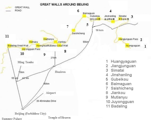 Map of Great Wall,Beijing, China