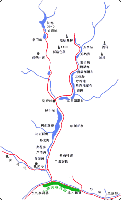 Map of Sichuan-Huanglong Valley