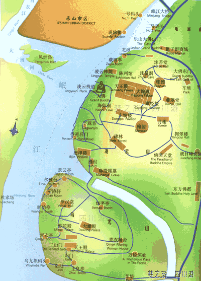 Map of Sichuan-Leshan Giant Buddha
