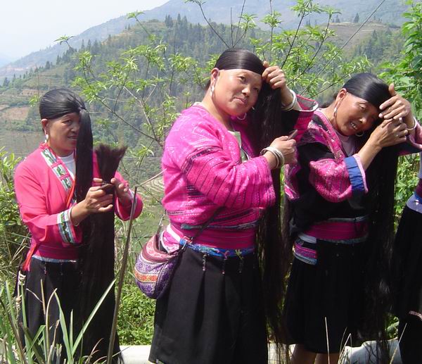 long hair village girls in Longji,longsheng