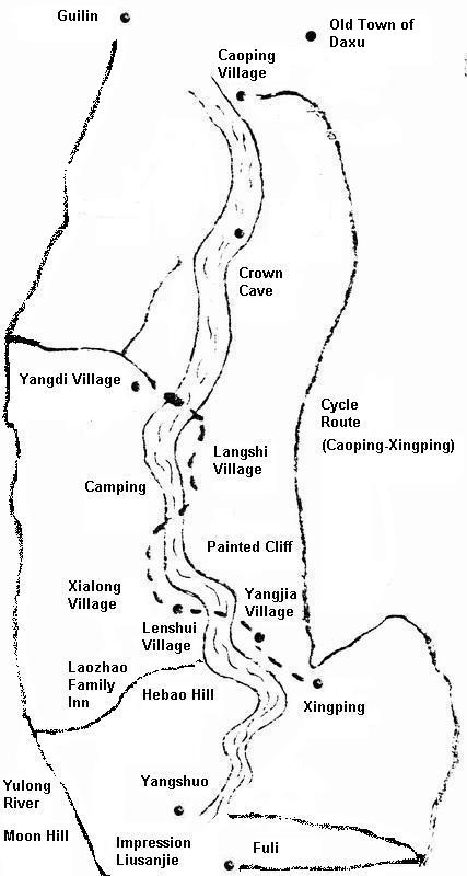 Li River trekking map, Li River